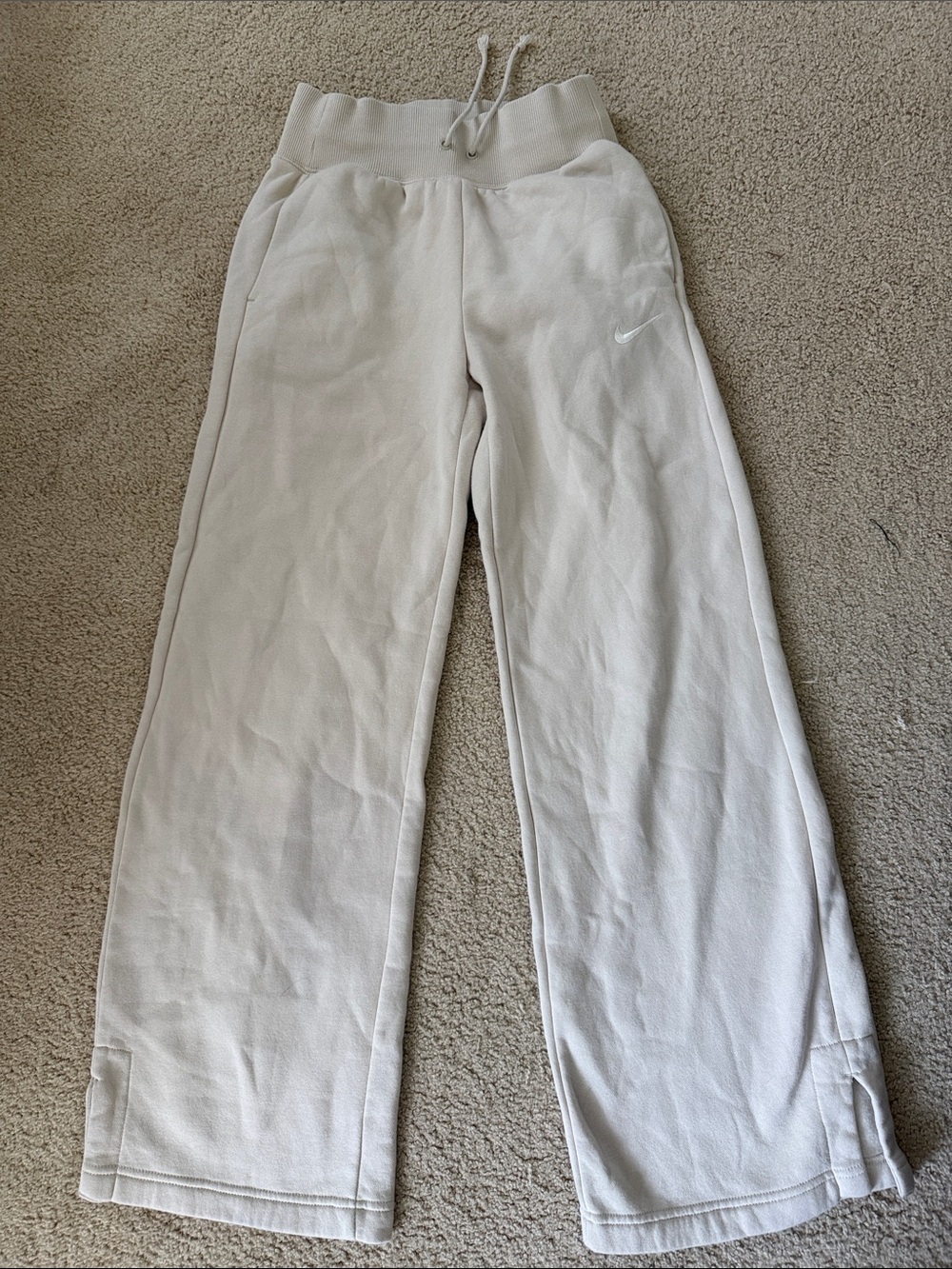 Nike Kids Light Cream Sweatpants with Swoosh